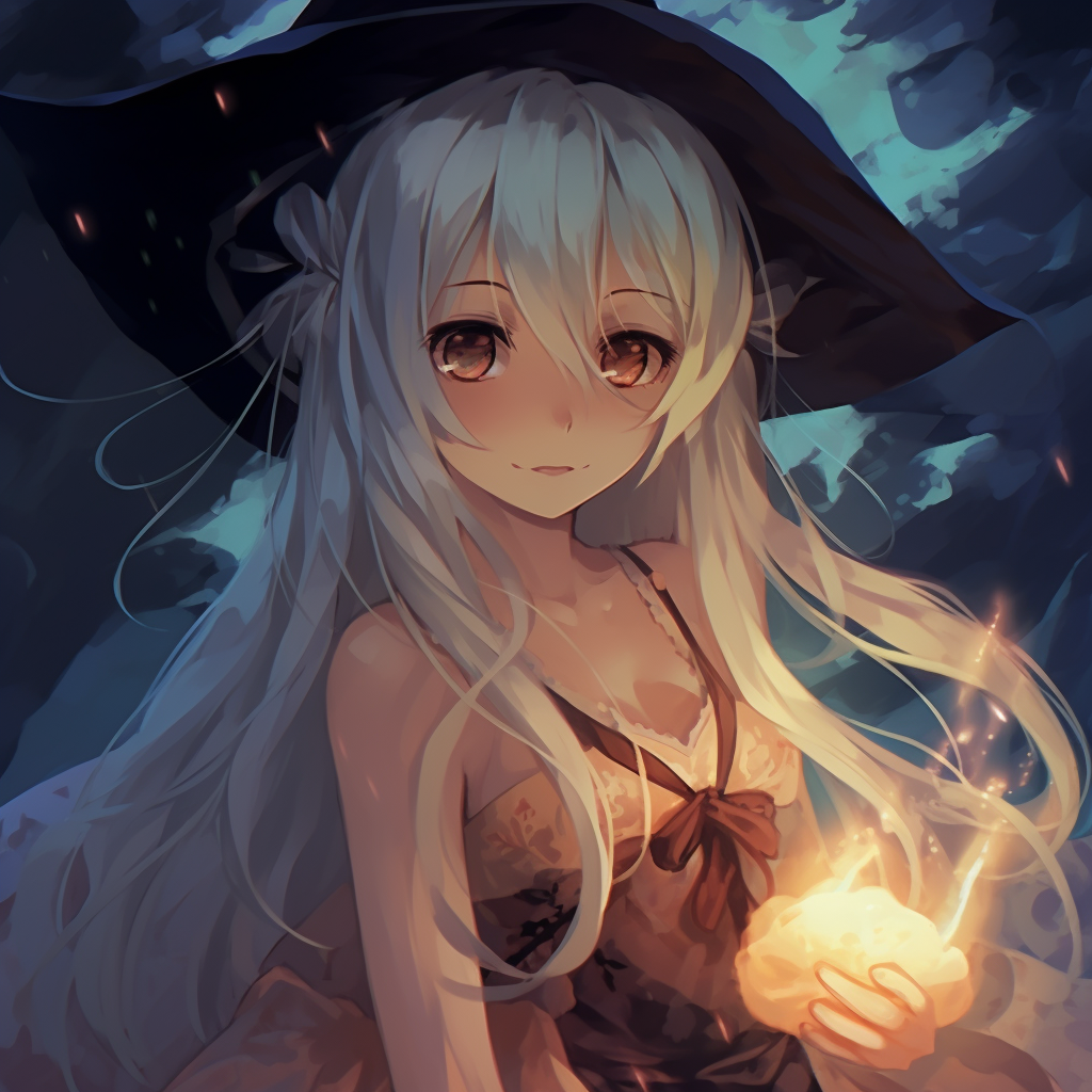 An anime girl happily clutching Halloween candies, with vibrant colors and a joyful expression. anime girl halloween pfp