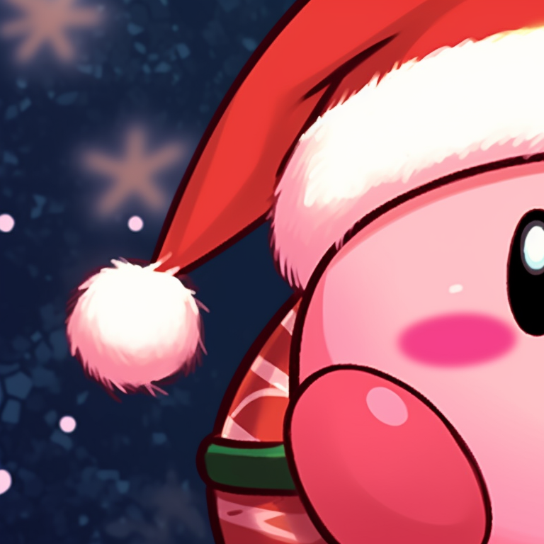 Kirbys in holiday style, Santa outfits, and cheery expressions. best matching kirby christmas pfp pfp for discord.