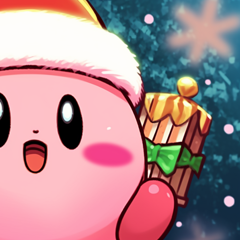 Kirbys in holiday style, Santa outfits, and cheery expressions. best matching kirby christmas pfp pfp for discord.