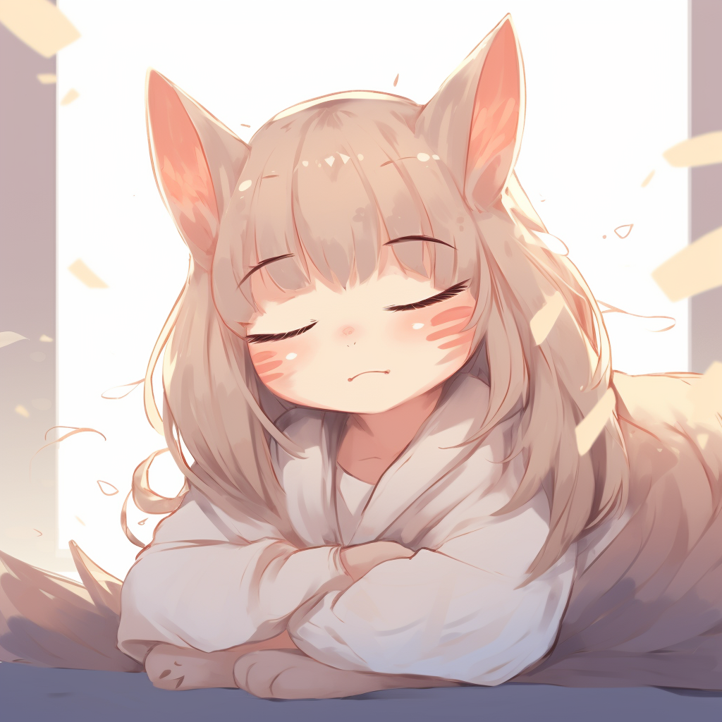 Relaxed panda sitting in a calm setting, pastel tones and gentle lines. relaxing cute pfp anime