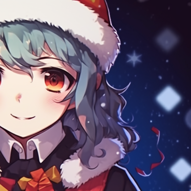 Two characters in festive attire, vibrant colors and bold lines. colorful matching christmas pfp 2021 pfp for discord.