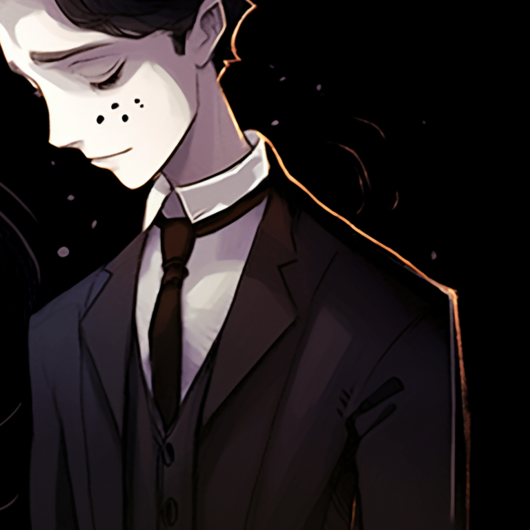 Two characters, under a starlit sky, sharp lines and Moon's pale glow illuminating the scene. unique corpse bride pfp pfp for discord.