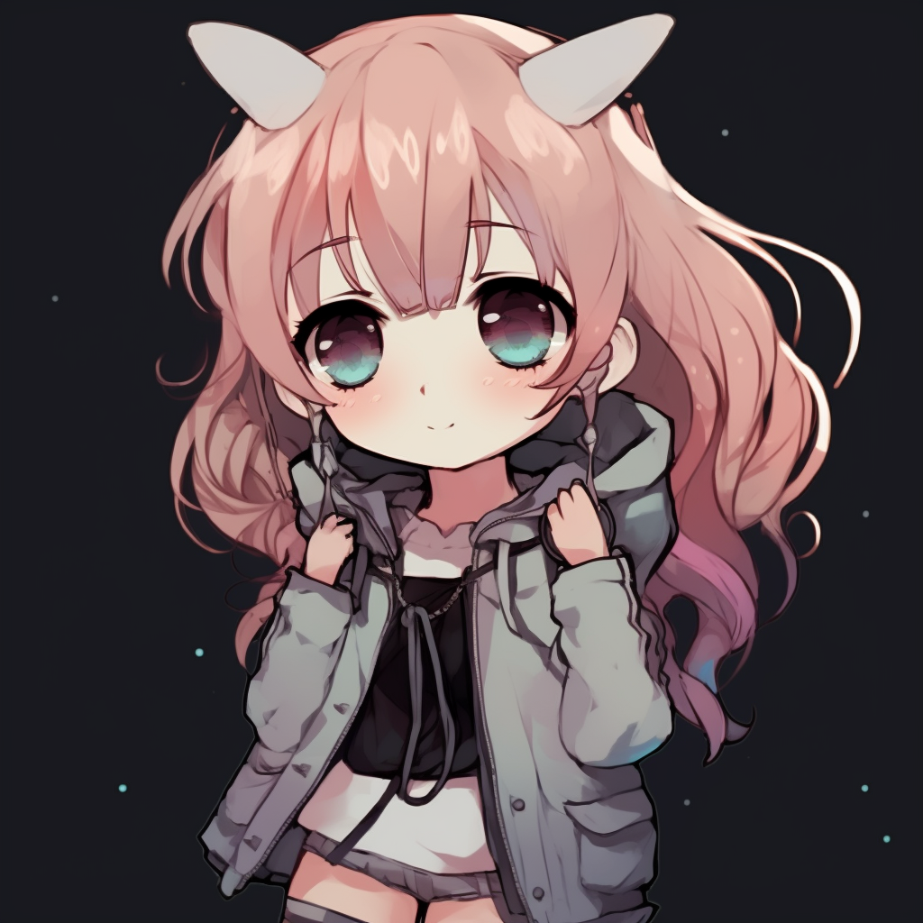 Chibi style Anime character with pastel color schemes and simple detailing. anime pfp cute styles pfp for discord.