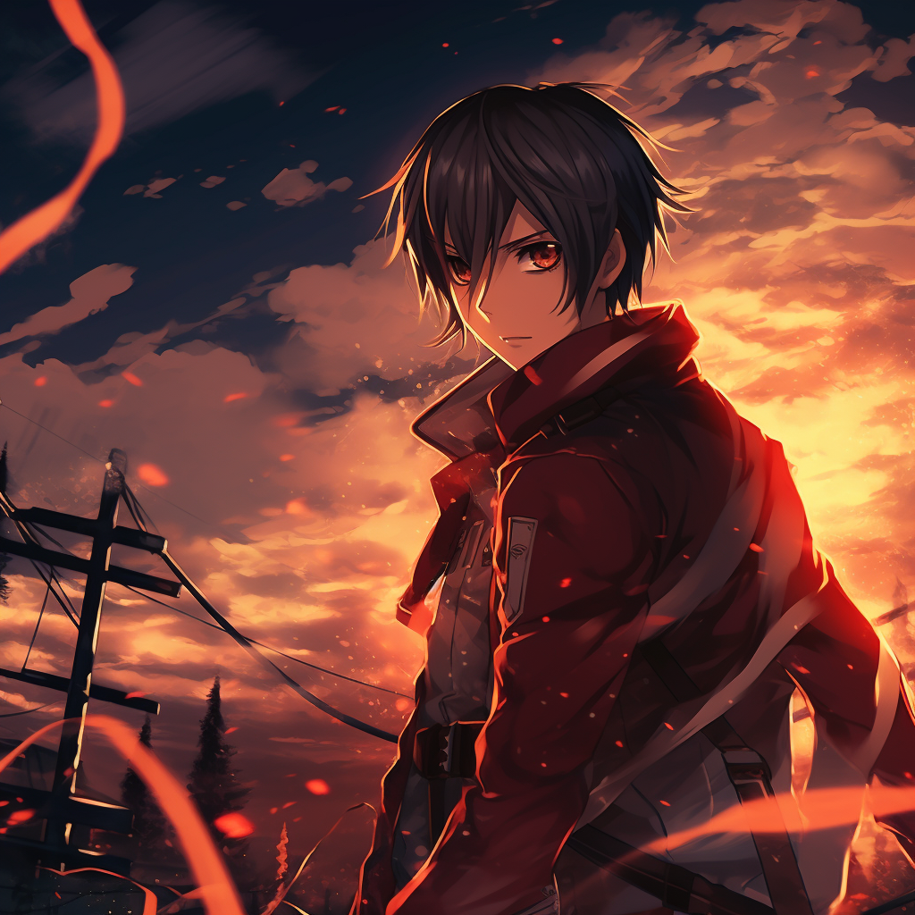 Close up of Mikasa Ackerman, sharp linework and muted colors. computer 4k anime pfp