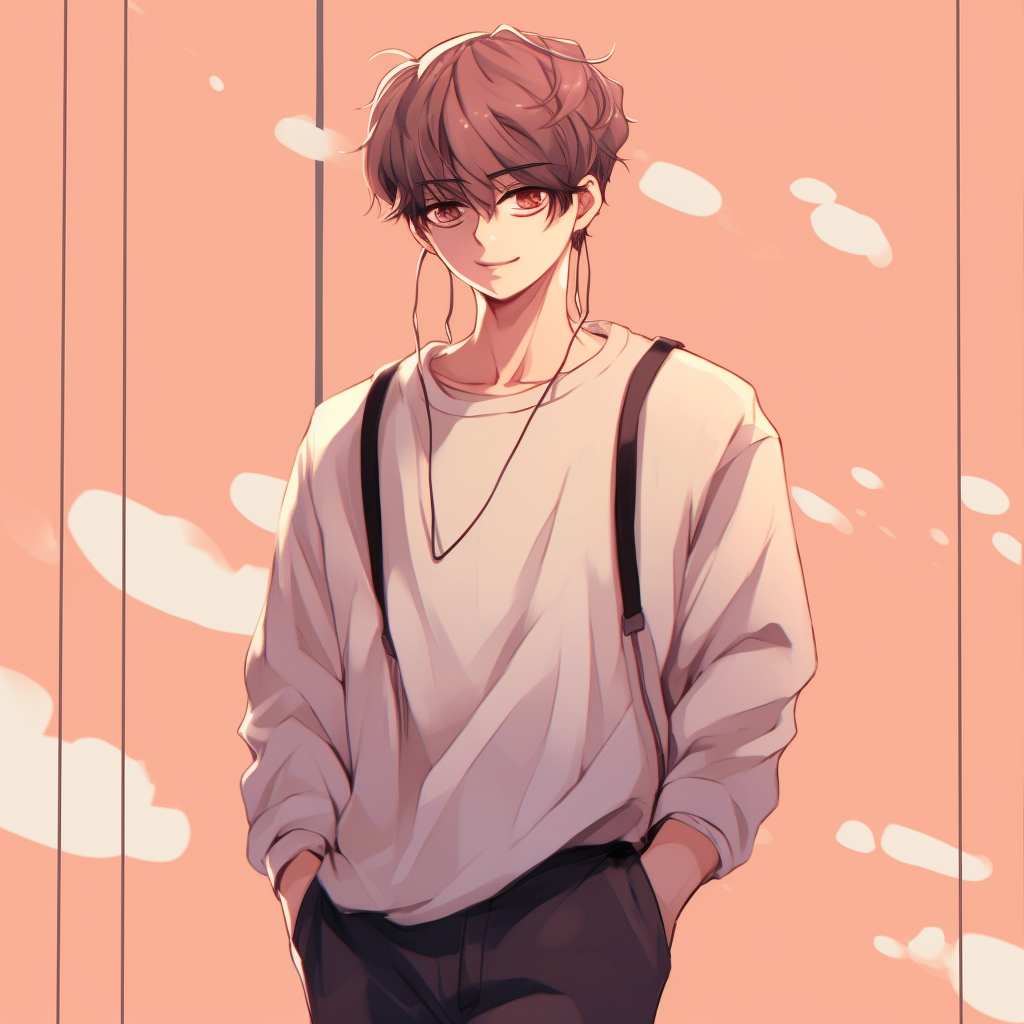 A gritty anime boy with headphones, detailed linework and vibrant colors aesthetic anime male pfp pfp for discord.