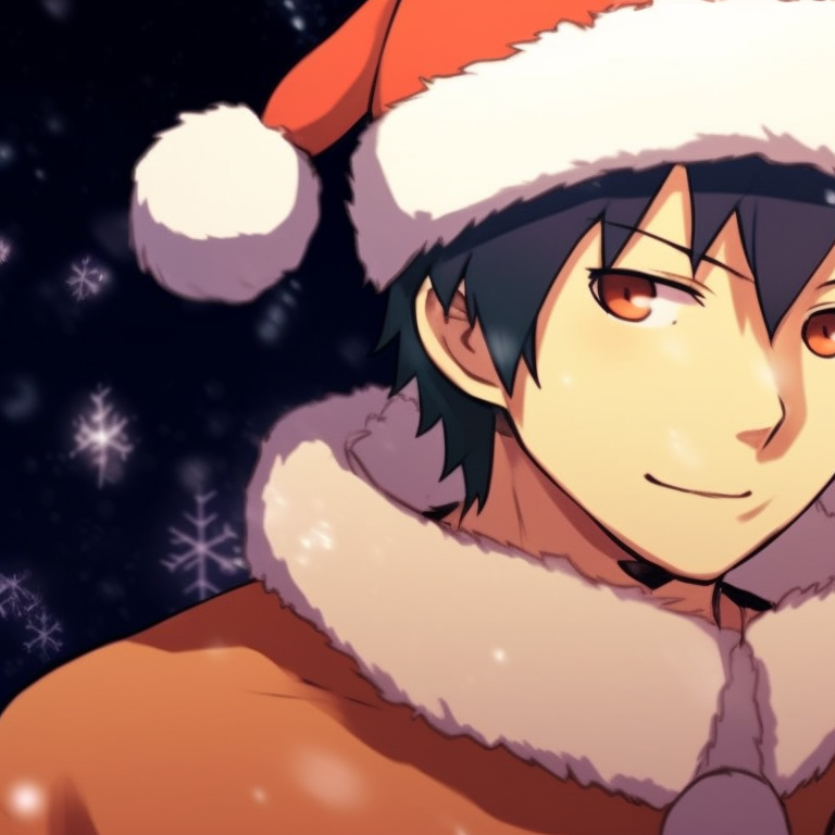 Iruka and Naruto posed with bright Christmas decor, detailed facial expressions of joy and surprise. stylish naruto pfp for christmas matching pfp for discord.