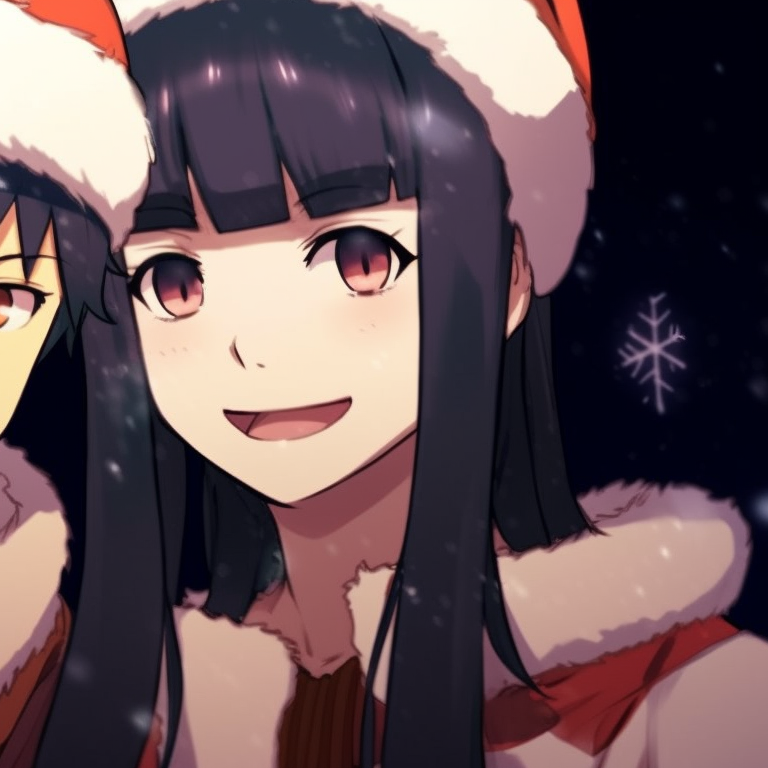 Iruka and Naruto posed with bright Christmas decor, detailed facial expressions of joy and surprise. stylish naruto pfp for christmas matching pfp for discord.