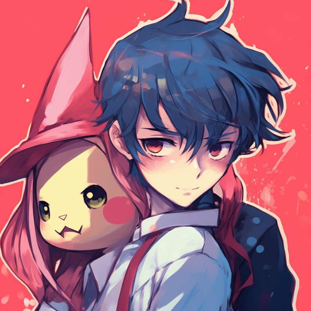 Unisex profile picture of Ash and Pikachu in an action pose, emphasized by a color-rich environment. unisex anime matching pfpHD, free download