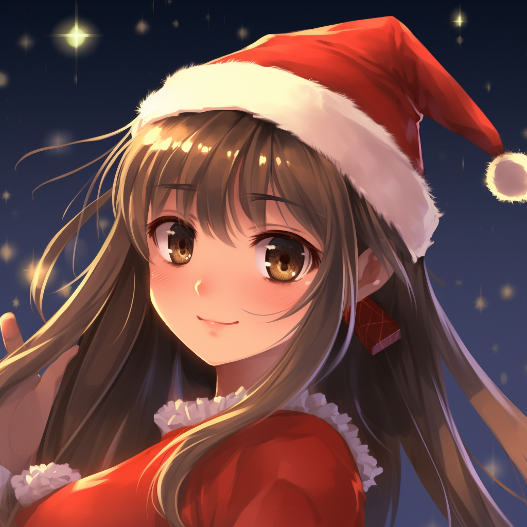 Anime girl sipping hot chocolate, warming the winter scenery with her solace and the rich, warm tones of her drink. anime girl christmas pfp