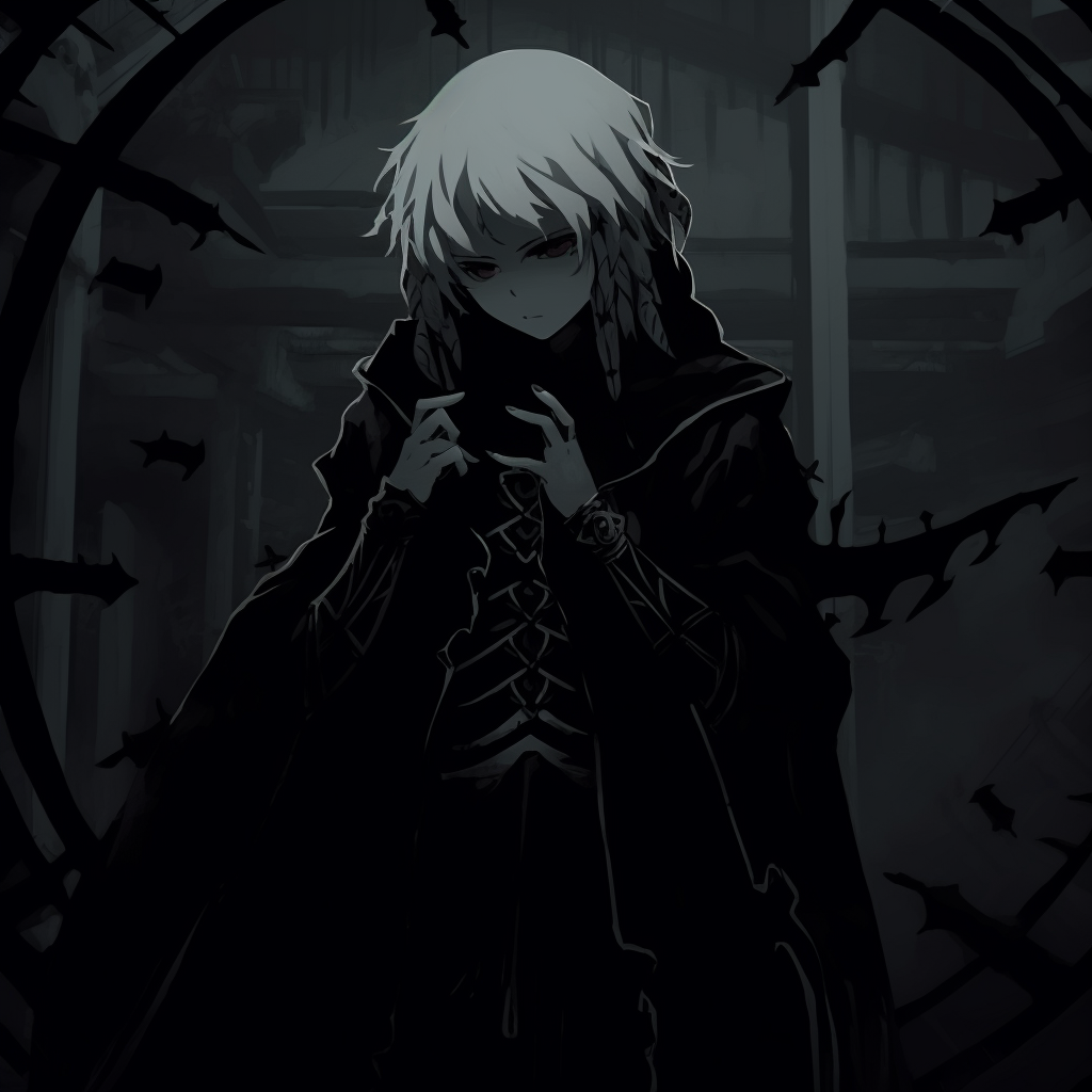 Image of a veiled character shrouded in darkness, portraying a mysterious aura. mysterious black anime pfpHD, free download