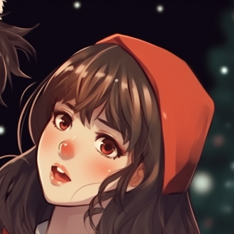 Two characters under the mistletoe, muted tones and tender expressions. preppy matching christmas pfp ideas pfp for discord.