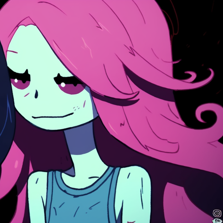 Bubblegum carving a pumpkin with Marceline floating nearby, warm colors with a soft, sketchy style. marceline and bubblegum halloween pfp pfp for discord.