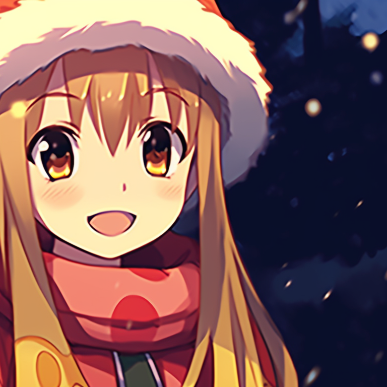 Two characters walking hand in hand in a winter scenery, soft pastel colors and mild shading. dazzling matching gif christmas pfp pfp for discord.