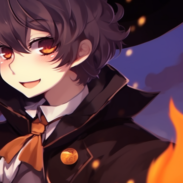 Two characters under a spell, starry eyes and enchanted expressions, surrounded by sparkling magic cute matching pfp for couples halloween styled pfp for discord.