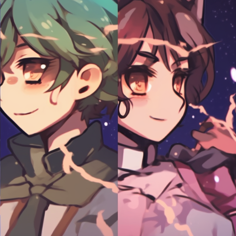 Silhouettes of four characters, contrasting against a vibrant and artistic background. unique matching pfp for 4 friends pfp for discord.