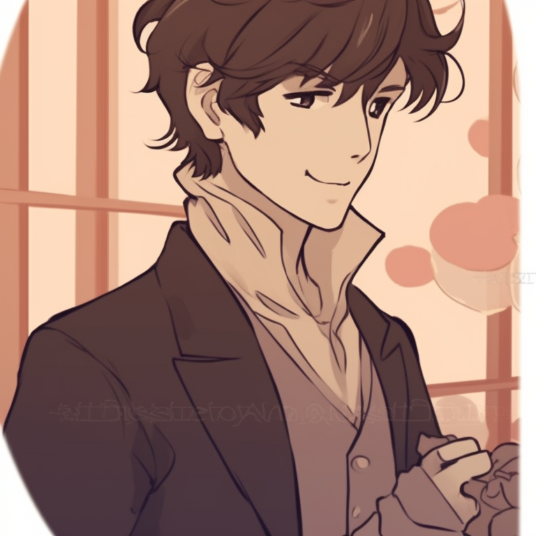 Two characters brushing hands, classic outfits in varying shades of brown. vintage matching pfp for couples cartoon pfp for discord.