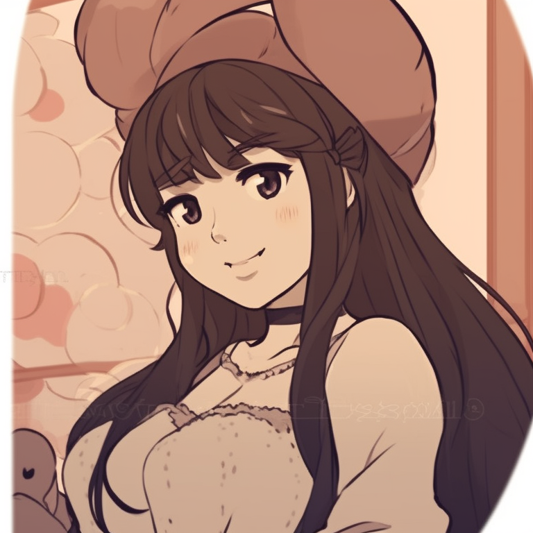 Two characters brushing hands, classic outfits in varying shades of brown. vintage matching pfp for couples cartoon pfp for discord.