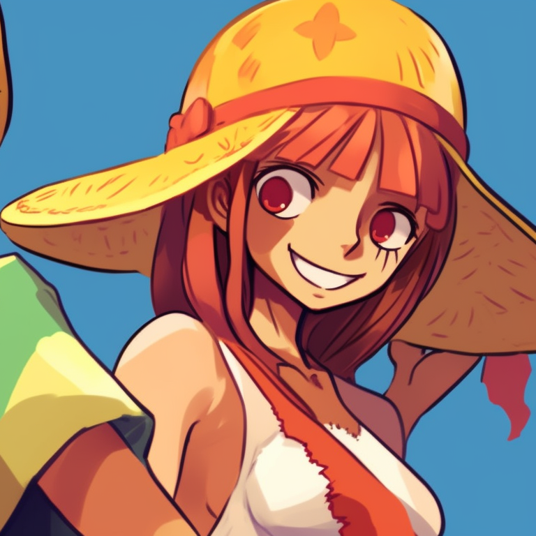 Two characters dressed in pirate outfits, muted colors with careful line art, one raises a flag. one piece matching pfp characters pfp for discord.