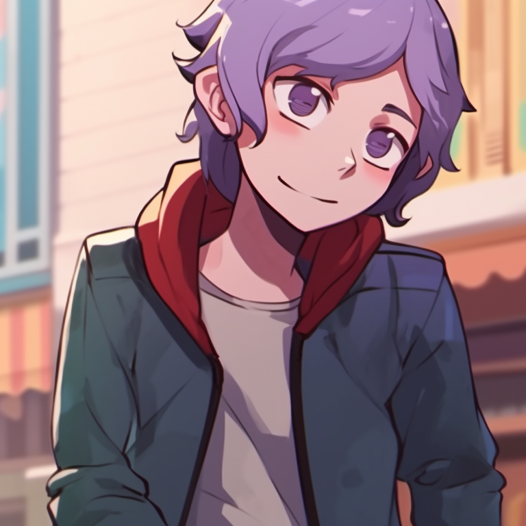 Two friends, casual outfits, caught in mid-laughter on a sidewalk. modern matching pfp for 4 friends pfp for discord.