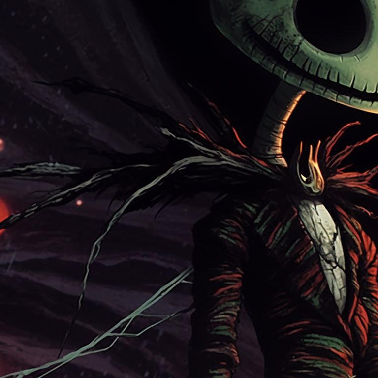 Close-up of two characters in Christmas attires, monochromatic except for startling red dripping details. matching scary christmas pfp horror film art pfp for discord.