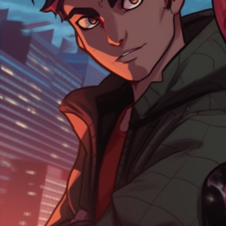 Gwen and Miles displaying their contrasting powers, subtle hues, and detailed linework. miles and gwen matching pfp personalities pfp for discord.