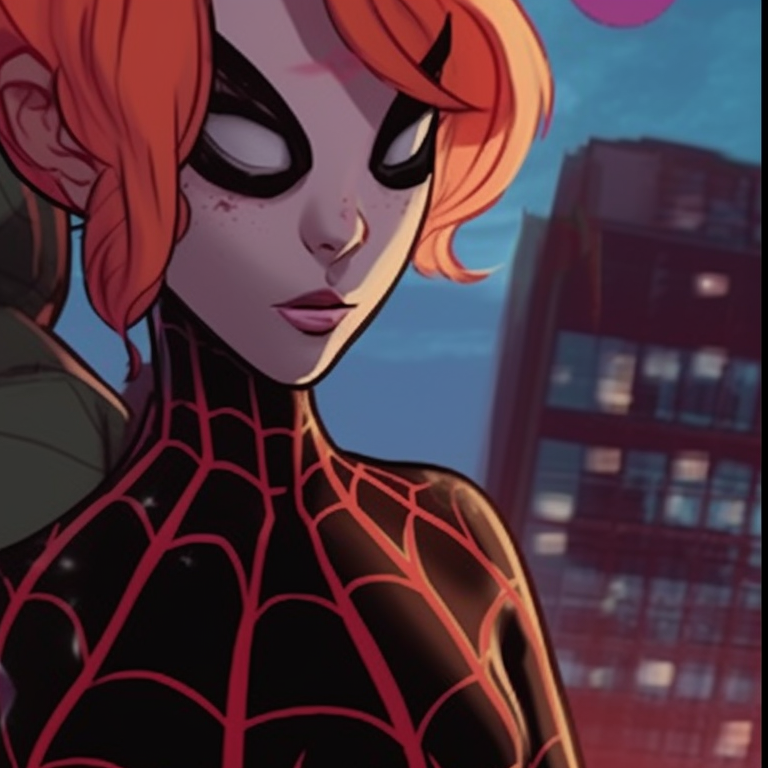 Gwen and Miles displaying their contrasting powers, subtle hues, and detailed linework. miles and gwen matching pfp personalities pfp for discord.