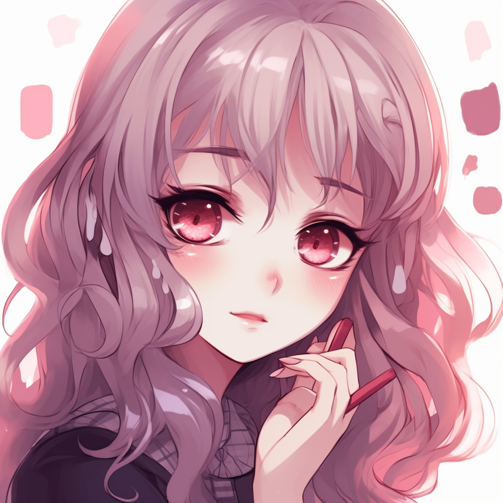 Casual Egirl character, relaxing pose with natural muted tones and light shading. original egirl pfp anime pfp for discord.