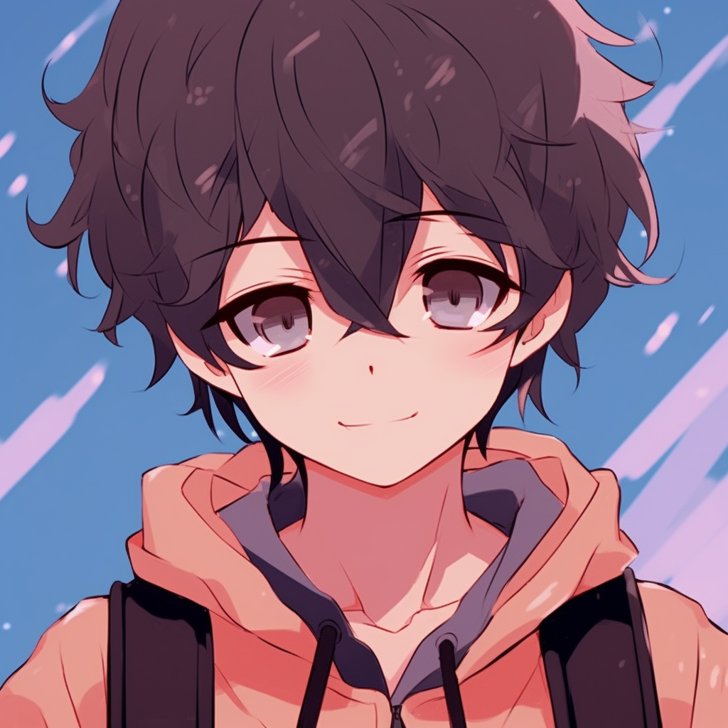 Contemplative anime boy, thoughtful expression with depth and detail. cute aesthetic anime pfp pfp for discord.