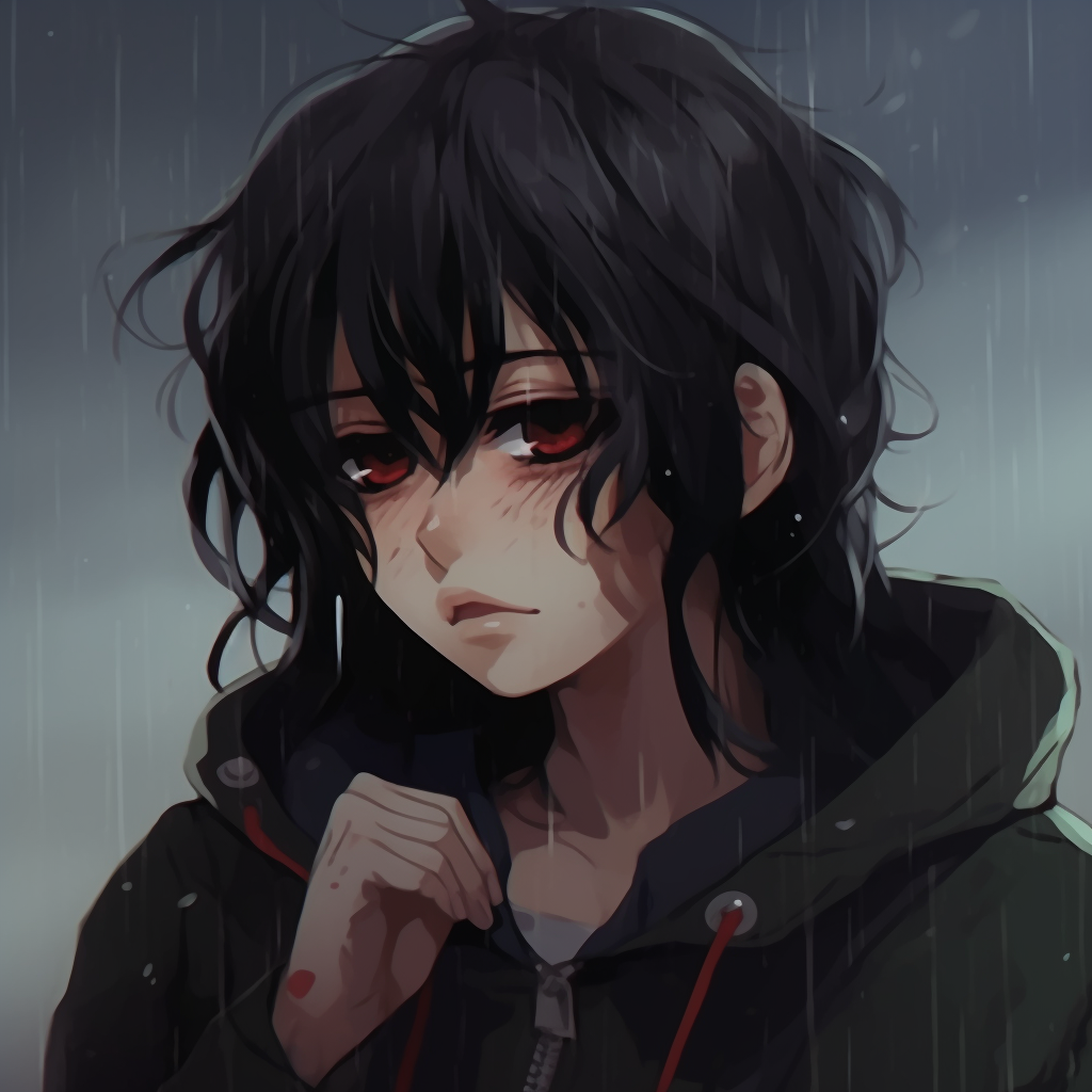 Anime girl weeping, vivid color contrasts and impeccable attention to tear details. sad pfp anime girl styles