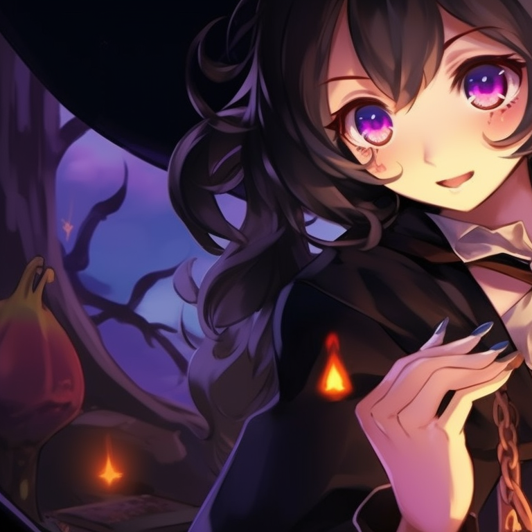 Two characters with striking, similar postures, surrounded by spooky elements, bold strokes and dark hues. dark matching pfp halloween theme artistic pfp for discord.