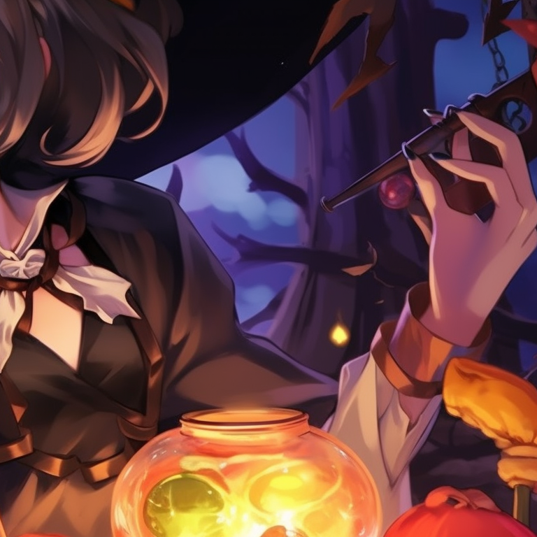 Two characters with striking, similar postures, surrounded by spooky elements, bold strokes and dark hues. dark matching pfp halloween theme artistic pfp for discord.