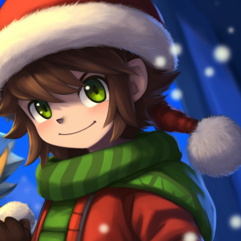 Close-up of two characters with Christmas detailing, festive colors and high details. loved matching christmas sonic pfp pfp for discord.