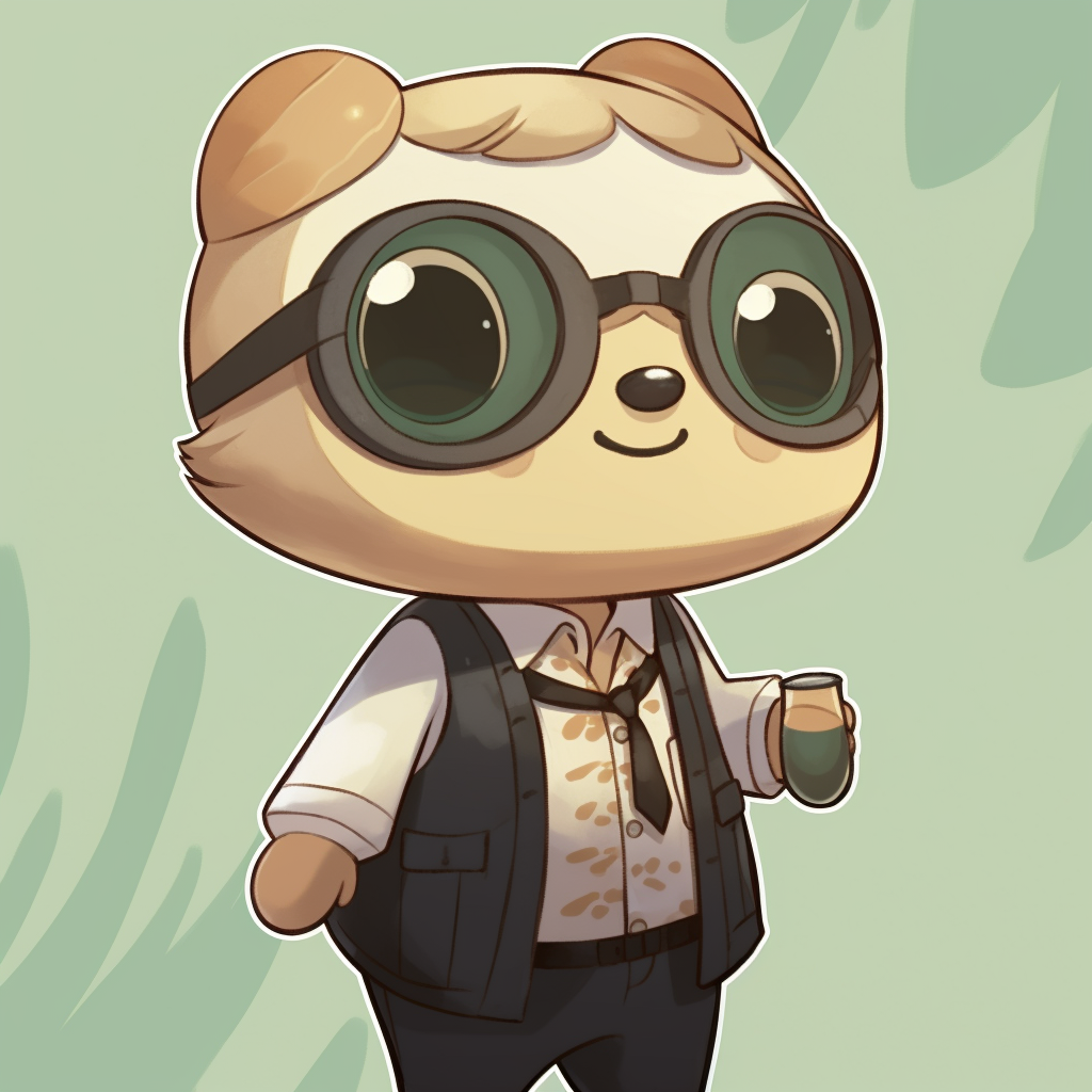 Tom Nook reading a newspaper, with high contrast and minute details. tom nook animal crossing pfp