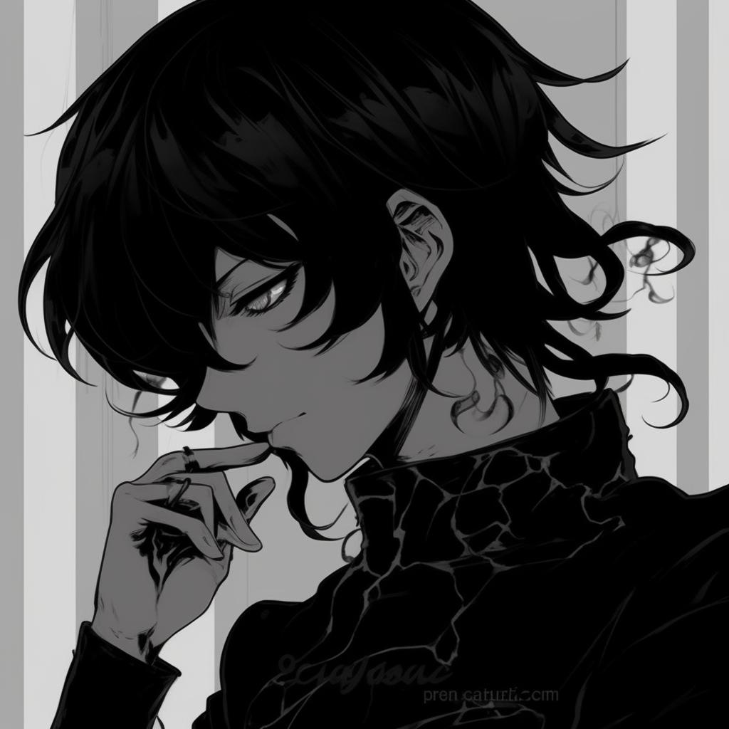 Lelouch's silhouette, distinctive lines and minimalist style. stunning black pfp anime pfp for discord.