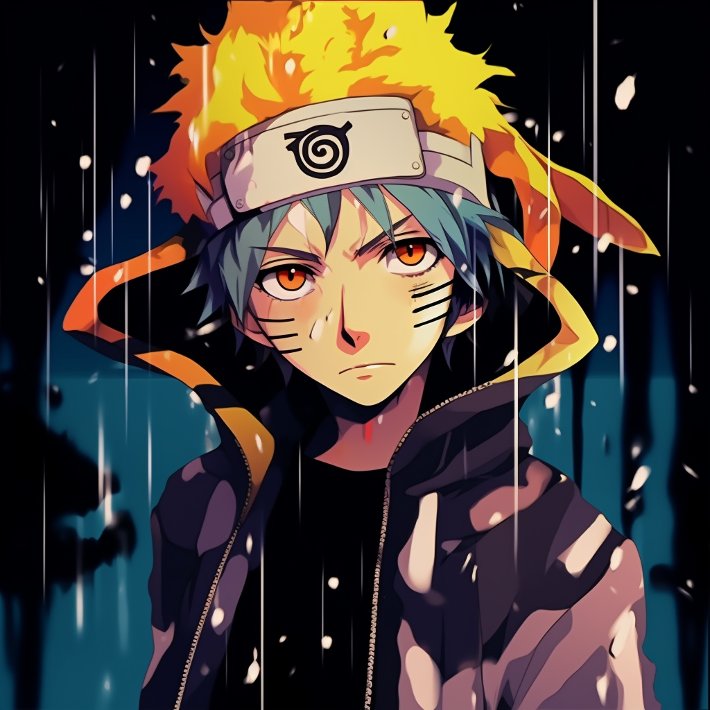 A detailed close-up of Naruto channeling a distinctive drip style, with high-contrast shades and meticulous detailing. aesthetic drippy anime pfp pfp for discord.