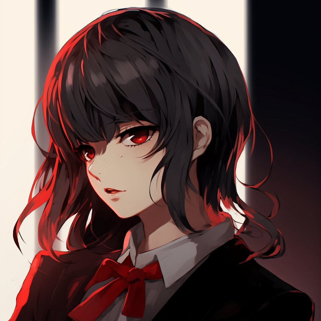 Yumeko profile picture set against neon lights, vibrant colors and striking contrasts top aesthetic anime pfp pfp for discord.