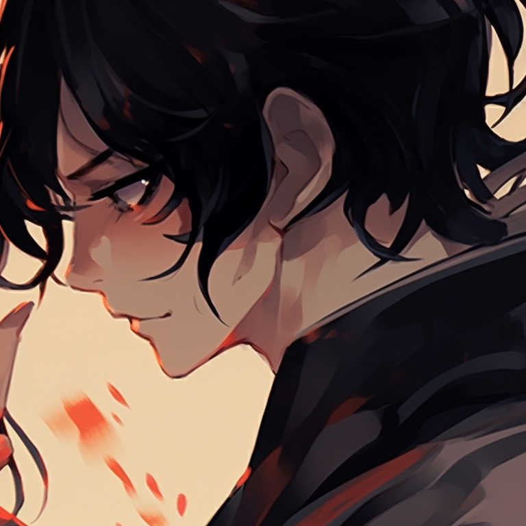 Two characters maintaining intense eye contact, minimal backgrounds and detailed facial expressions. creative anime pfp matching pfp for discord.