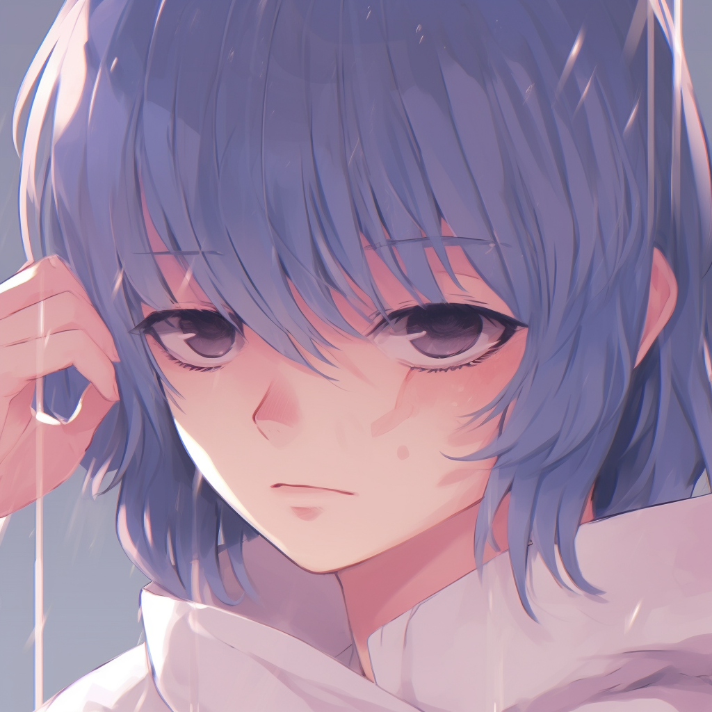 Anime character looking reflective, muted colors and detailed backgrounds depict a sense of melancholy. anime sad aesthetic pfp
