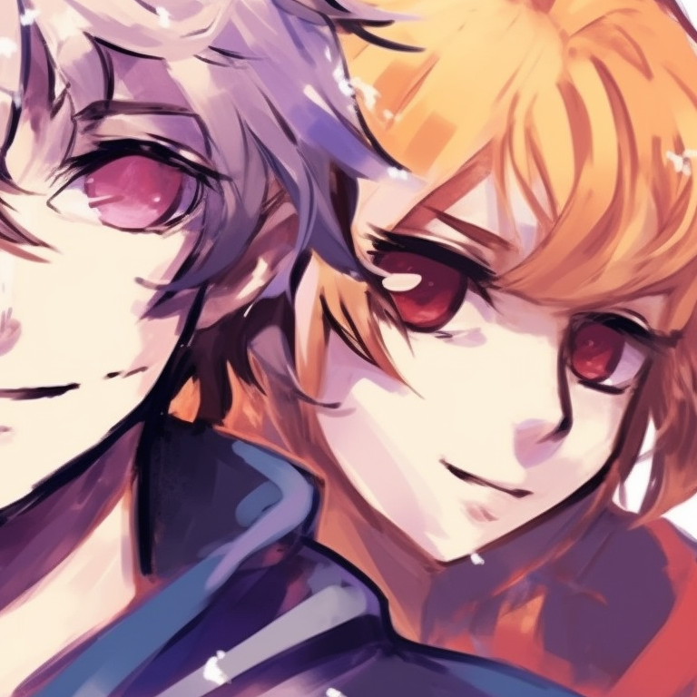 Three characters, vibrant colors and strong outlines, unified in positions. famous matching trio pfp characters pfp for discord.