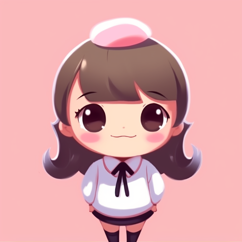 A schoolgirl in cute poses ready for school, emphasizing big, shining eyes and pastel color palette. cute cartoon pfp for school pfp for discord.