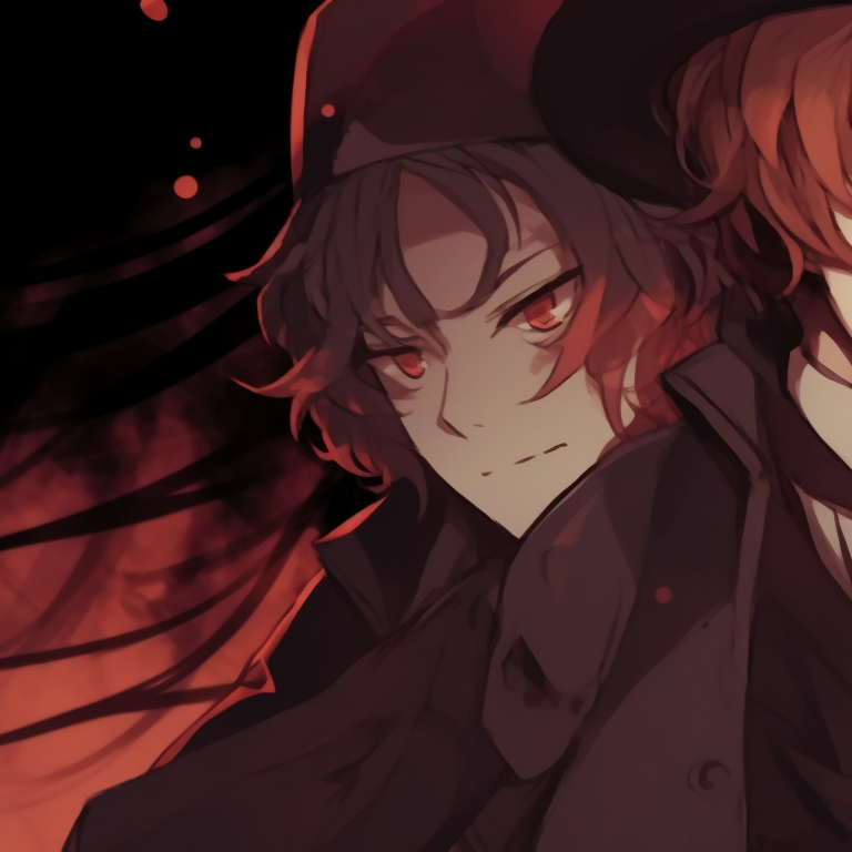Chuuya and Dazai under a pale moon, striking contrasts, intense expressions. chuuya nakahara halloween pfp pfp for discord.