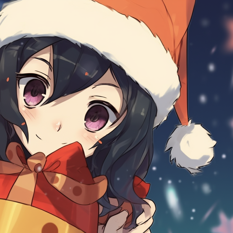 Two characters ready for battle, contrasting rich colors with snowflakes detail. awesome matching demon slayer christmas pfp collection pfp for discord.