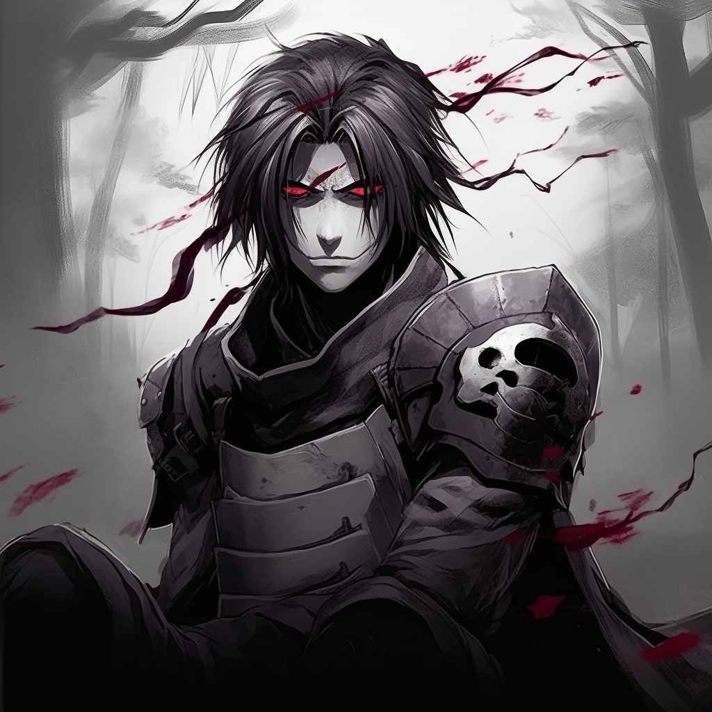 A samurai ready for battle, dynamic pose and strong lines. badass anime pfp manga styles