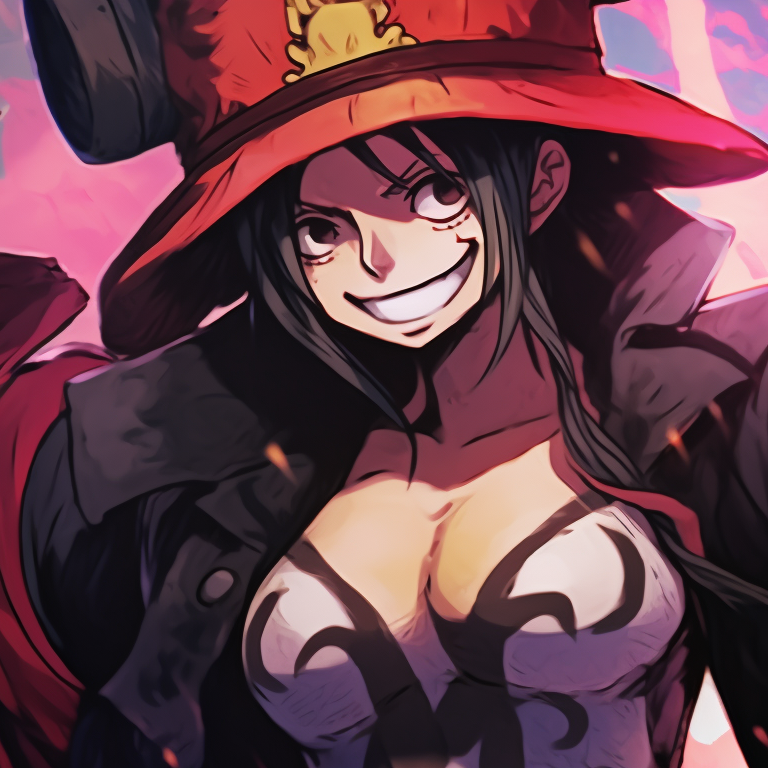 Two characters equipped with swords, action poses and dynamic lines. one piece matching pfp vibes pfp for discord.