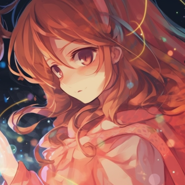 Two characters dressed in fantasy outfits, vibrant colors, one character casting a spell while the other watches. anime couples aesthetic matching pfp pfp for discord.