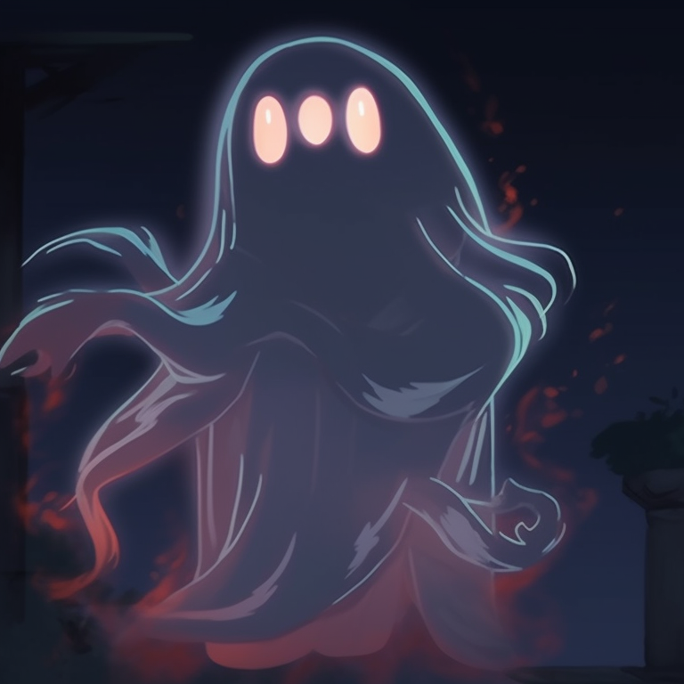 Close-up of two ghost characters, haunting expressions and chilling ambiance. history of ghost pfp for halloween pfp for discord.
