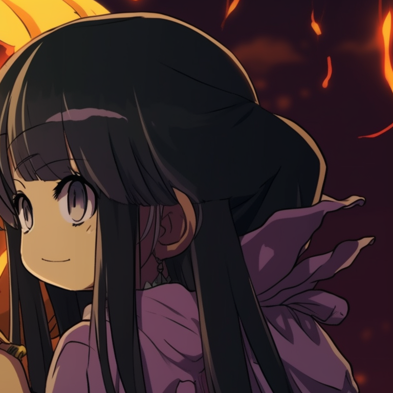 Two characters in Halloween-themed costumes, bold colors and playful expressions, sharing a giant pumpkin. animated halloween-themed anime pfp gifs pfp for discord.