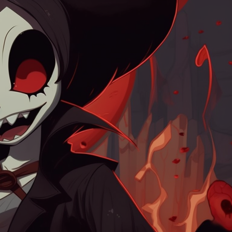 Mickey and Minnie dressed as vampires, darker tones with focus on red hues. halloween themed disney matching pfp for couples pfp for discord.