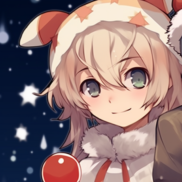 Two characters with candy canes, playful mood, bright colors, and lively detailing. top matching christmas anime boy pfp pfp for discord.