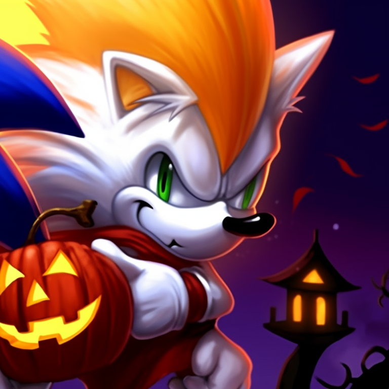 Sonic and Tails ready for battle, detailed with Halloween motifs and bright, eye-catching colors. matching sonic and tails halloween pfp pfp for discord.
